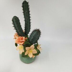 Vintage Homco 1122 Sonoma Pot Cactus Peach Mini Flower Desert Home Interiors